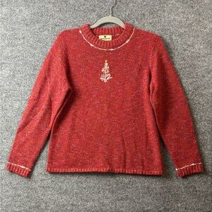 Woolrich‎ Sweater Womens Medium Red Christmas Tree Wool Blend Holidays Vintage